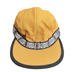 Kavu Canvas Trail Panel Hat Aztec Hike Camp Logo Made‎ USA Strap Back Cap Sz S